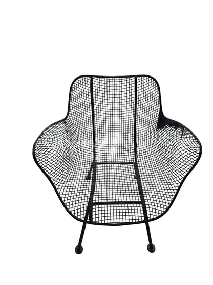 Black Russel Woodard Sculptura wire-mesh lounge chair, front view