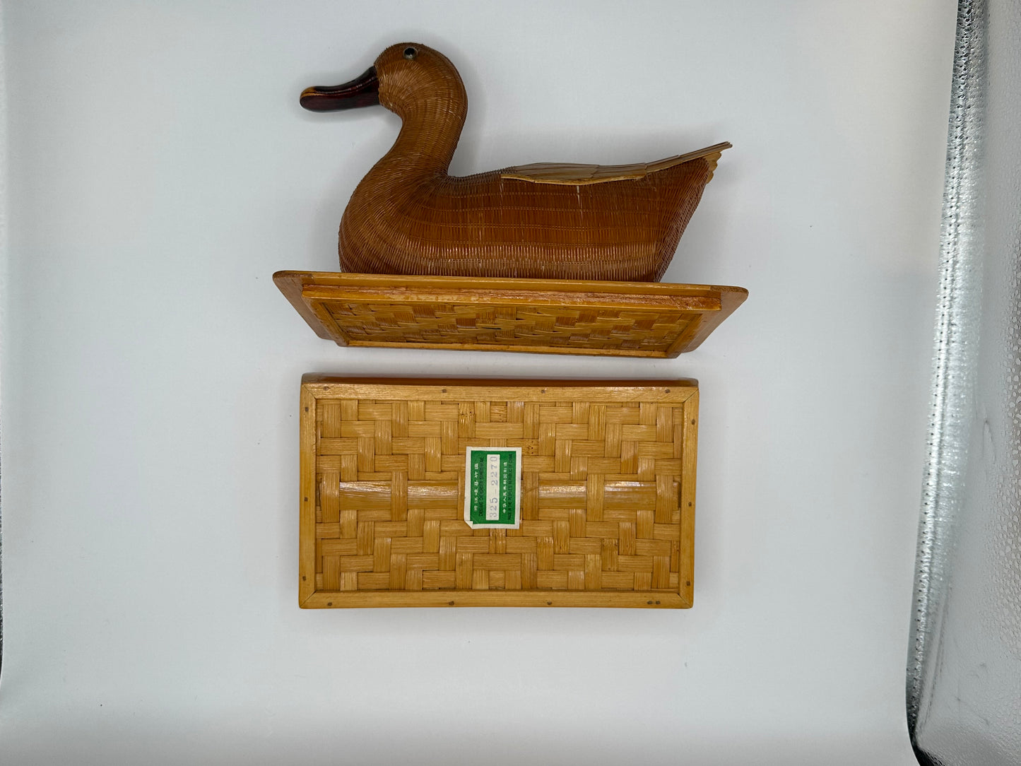 Vintage Shanghai Weave Lidded Duck Box