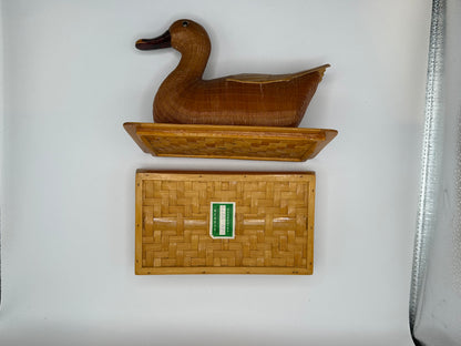 Vintage Shanghai Weave Lidded Duck Box