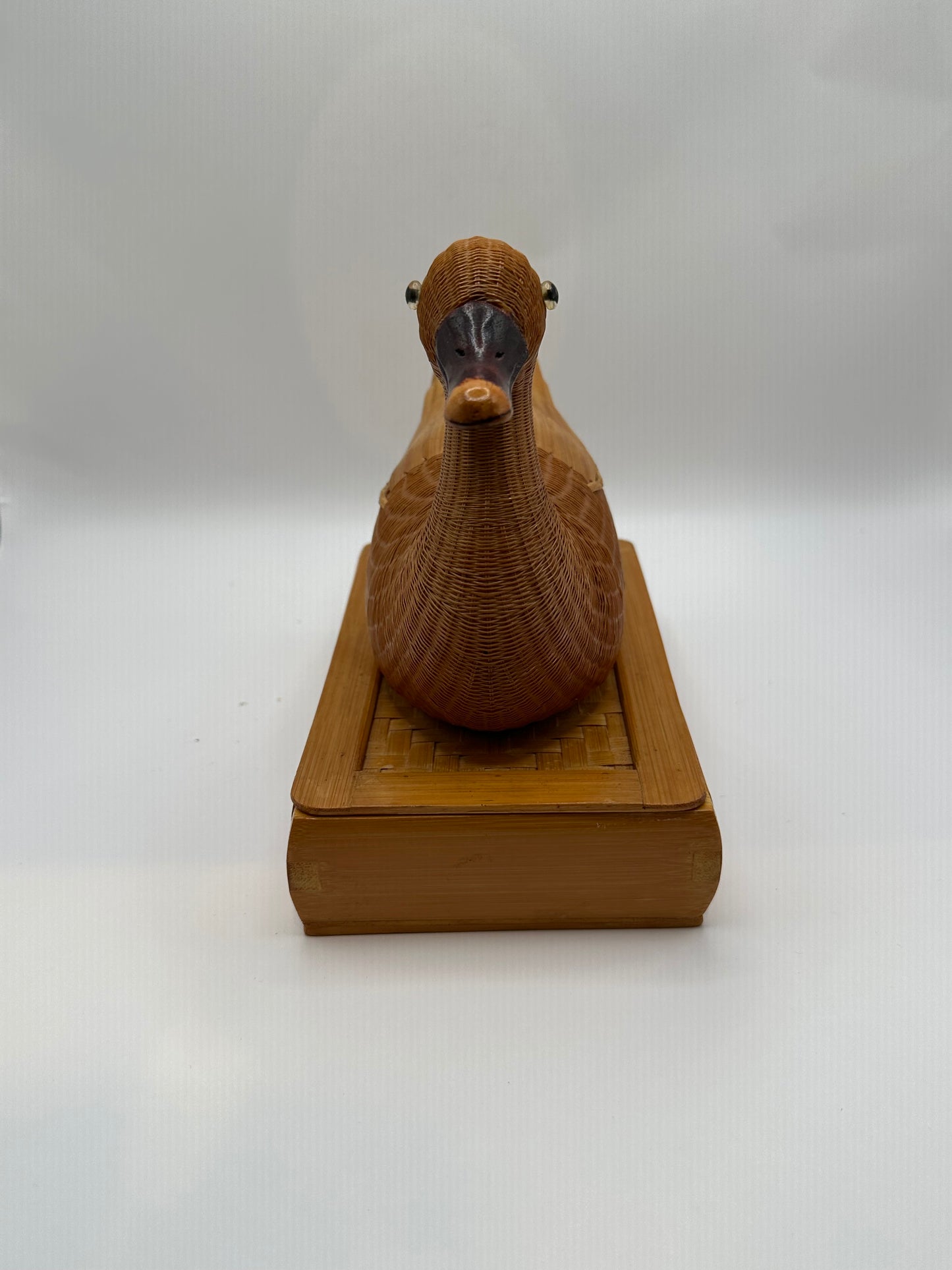 Vintage Shanghai Weave Lidded Duck Box