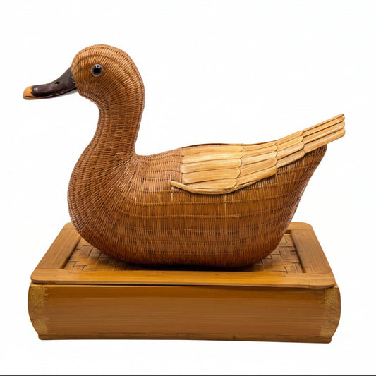 Vintage Shanghai Weave Lidded Duck Box