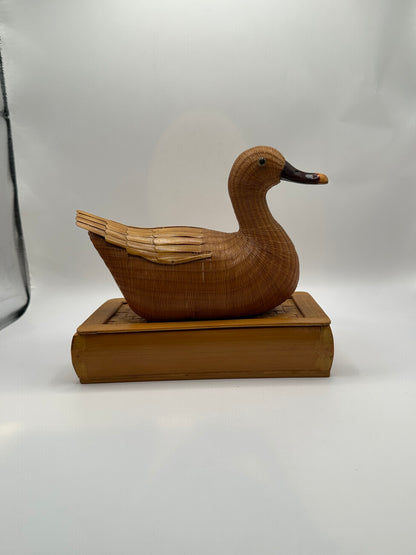 Vintage Shanghai Weave Lidded Duck Box