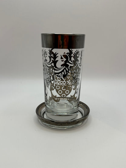 Kimiko silver-fade highball glass standing on its matching coaster.