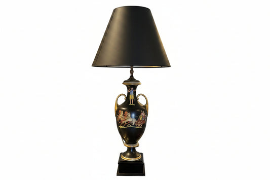 Vintage Black Neoclassical Style Table Lamp, Single