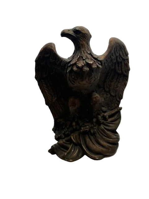 Single bronze-finish eagle bookend with spread wings on a draped base