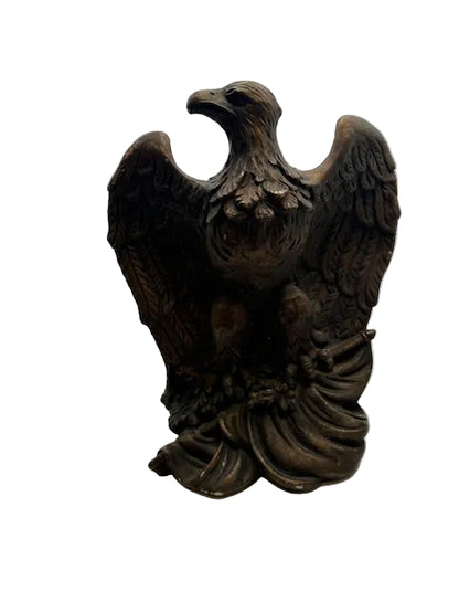 Single bronze-finish eagle bookend with spread wings on a draped base
