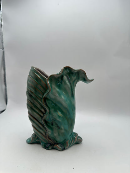 Vintage Deco Leaf Ceramic Vase, 1940's