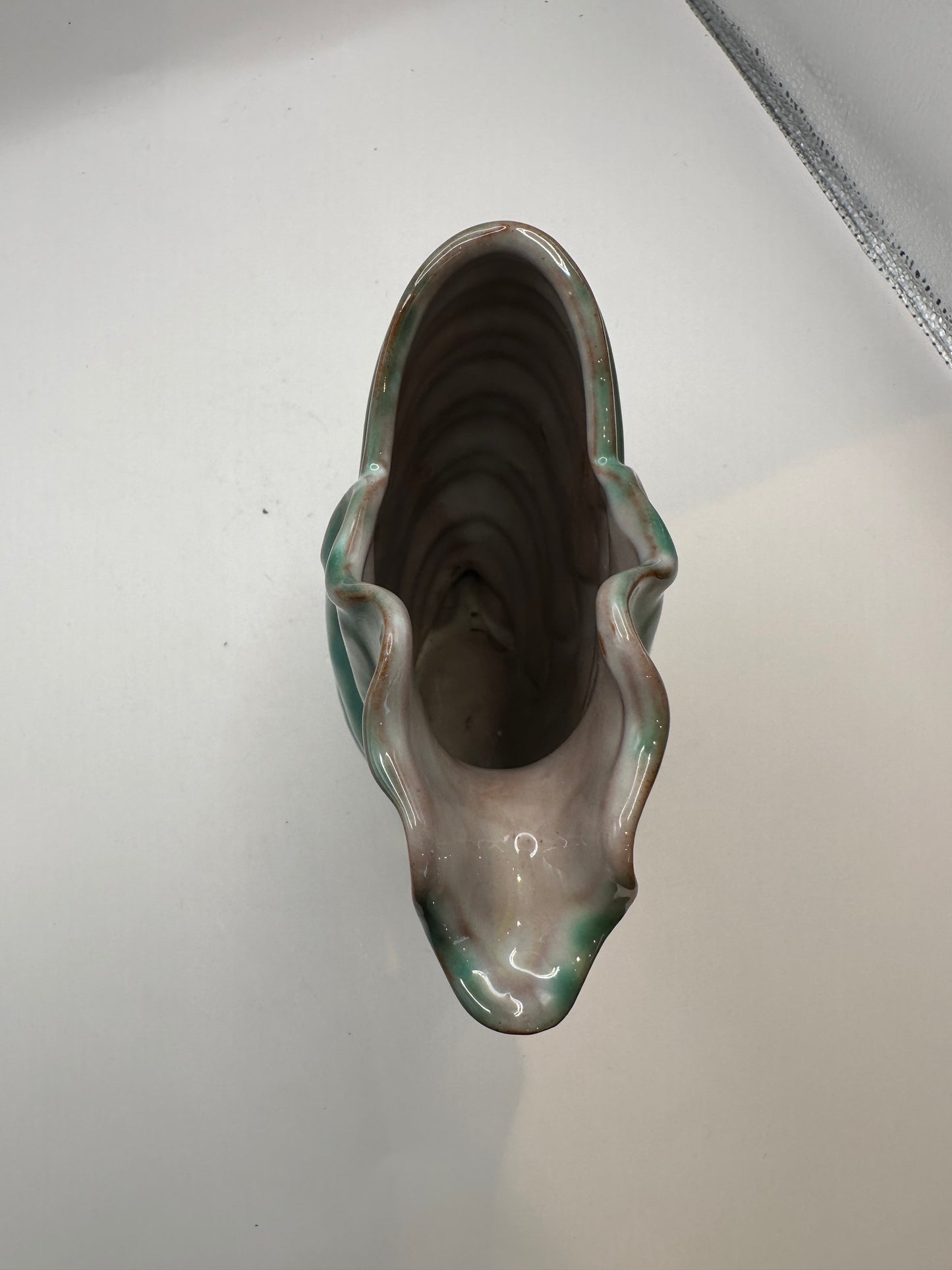 Vintage Deco Leaf Ceramic Vase, 1940's