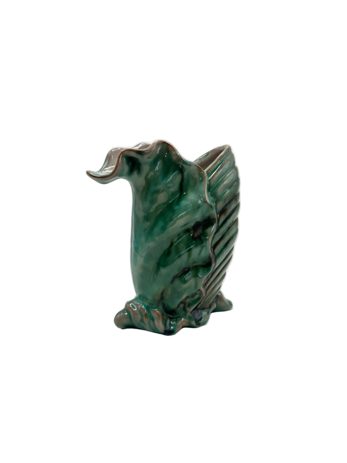 Vintage Deco Leaf Ceramic Vase, 1940's