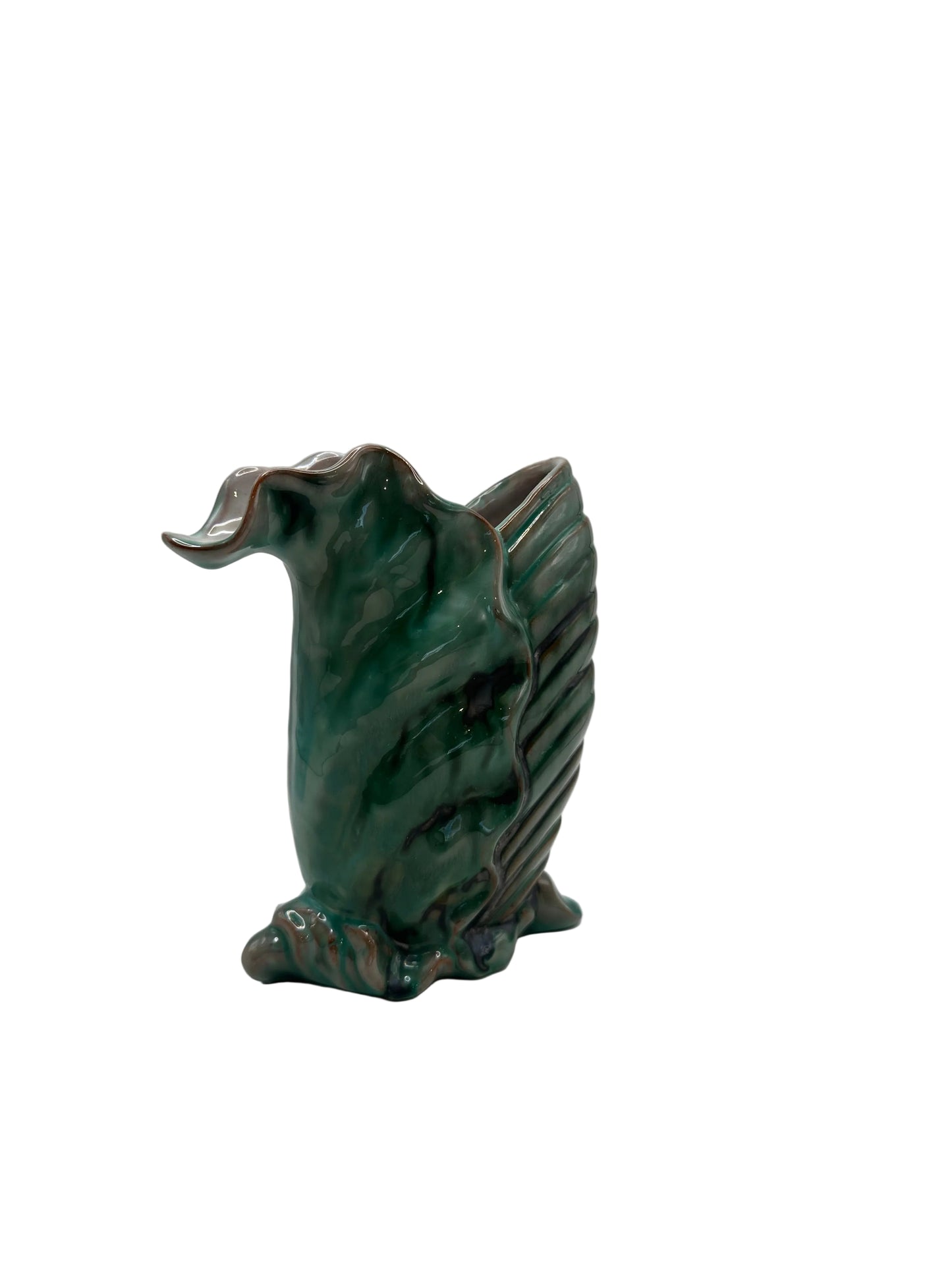 Vintage Deco Leaf Ceramic Vase, 1940's