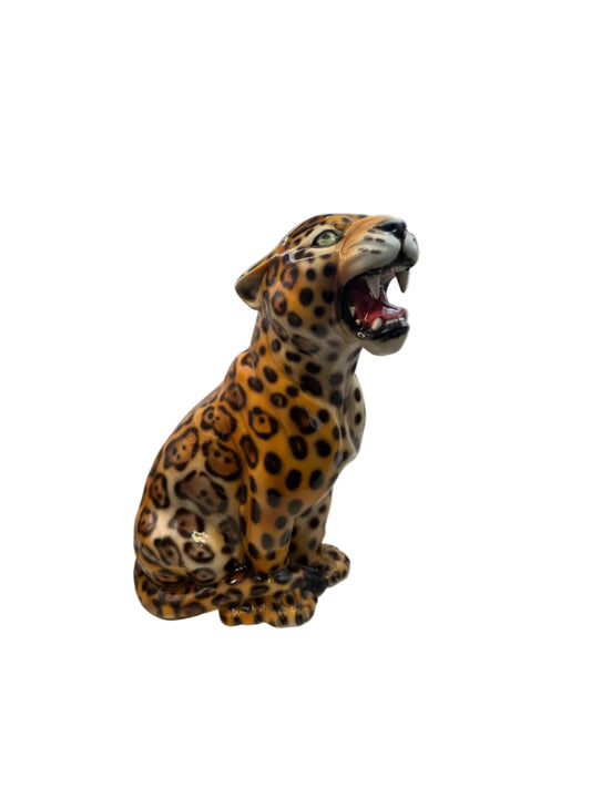 Vintage Majolica-Style Leopard, Italy