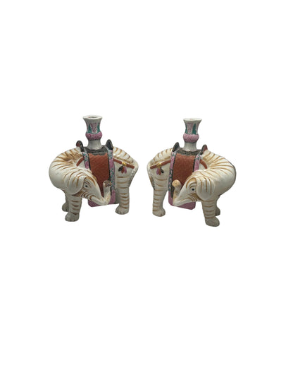 Vintage Mottahedeh Elephant Candleholders, Pair