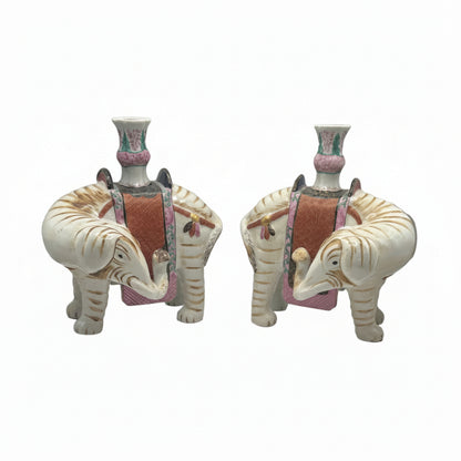 Vintage Mottahedeh Elephant Candleholders, Pair