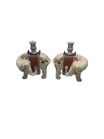 Vintage Mottahedeh Elephant Candleholders, Pair