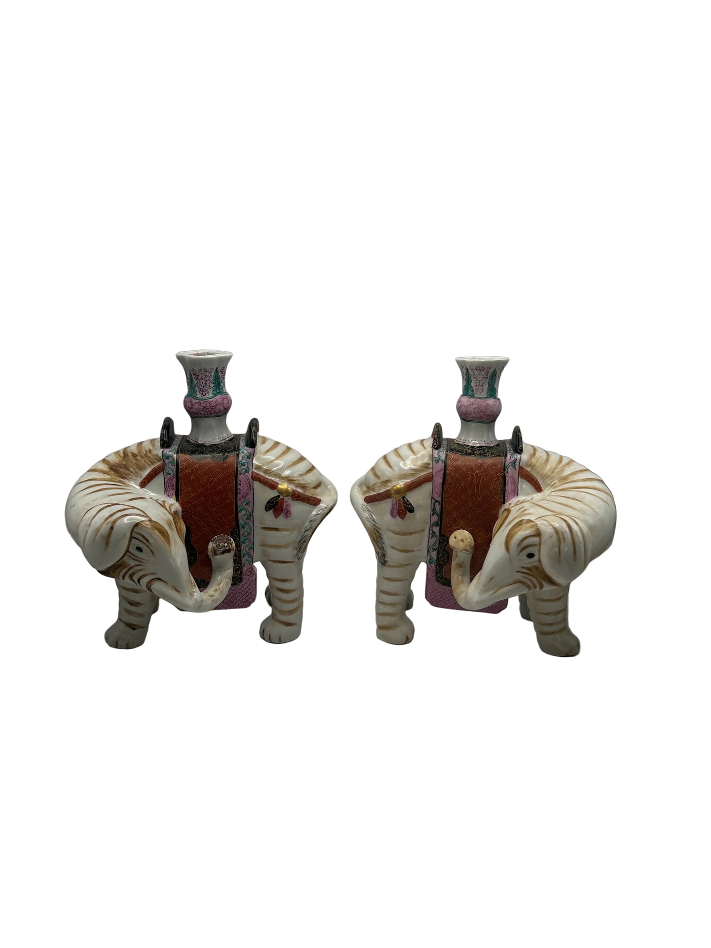 Vintage Mottahedeh Elephant Candleholders, Pair