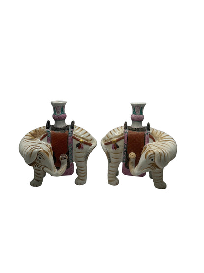 Vintage Mottahedeh Elephant Candleholders, Pair