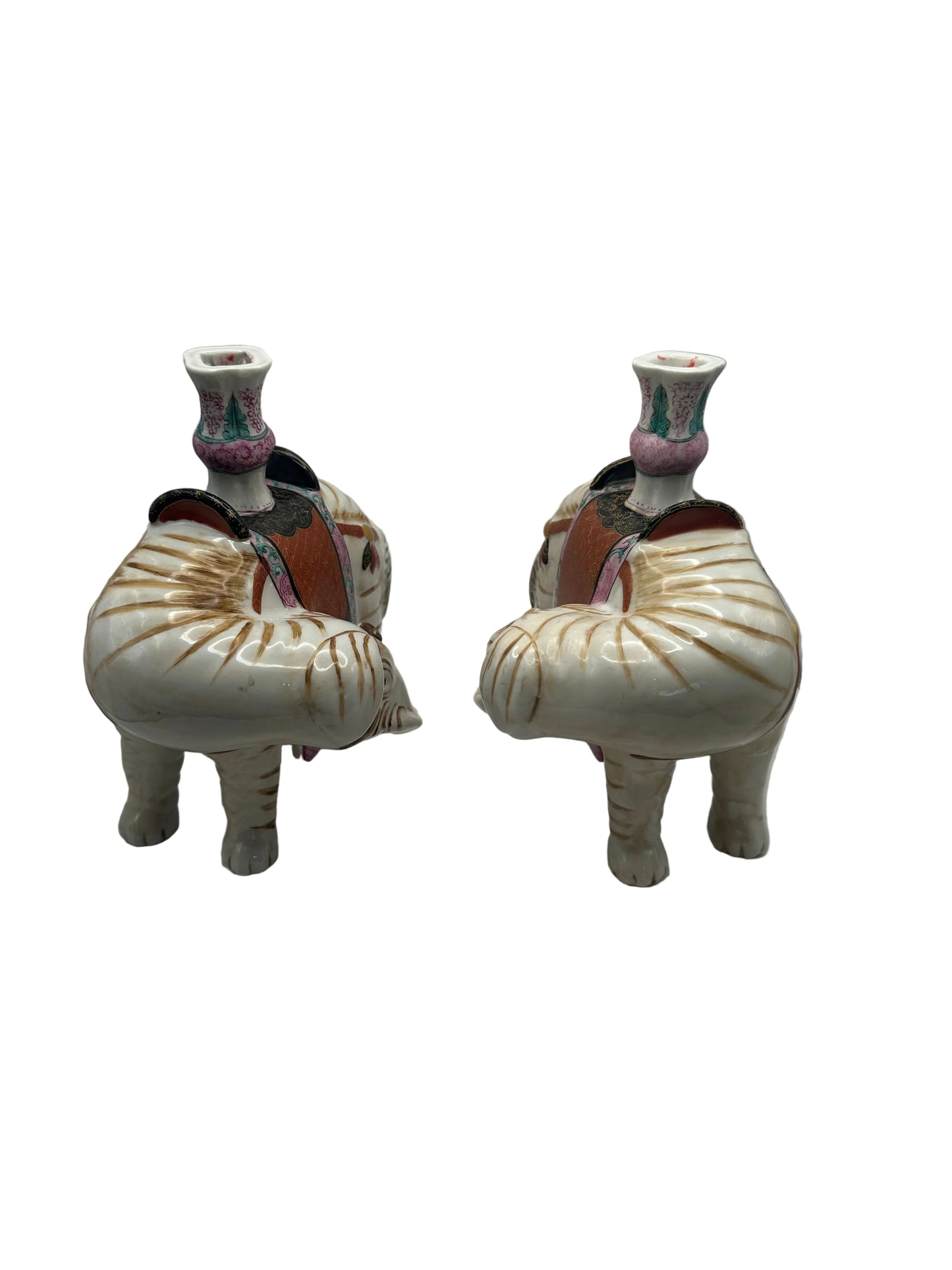 Vintage Mottahedeh Elephant Candleholders, Pair