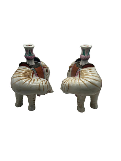 Vintage Mottahedeh Elephant Candleholders, Pair