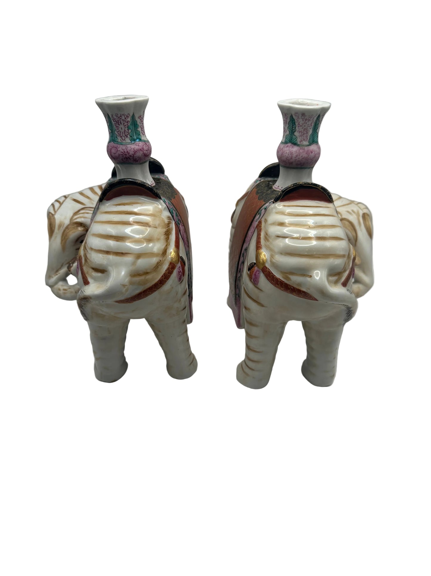 Vintage Mottahedeh Elephant Candleholders, Pair