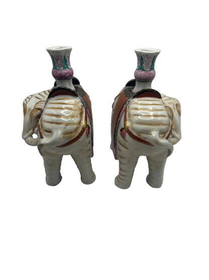 Vintage Mottahedeh Elephant Candleholders, Pair