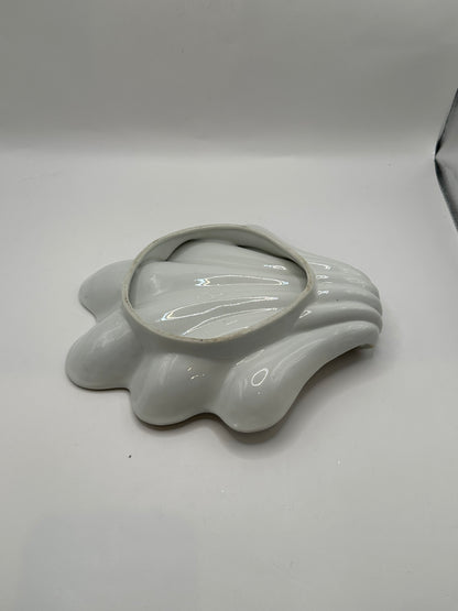 Vintage Limoges shell dish underside, white glazed foot ring