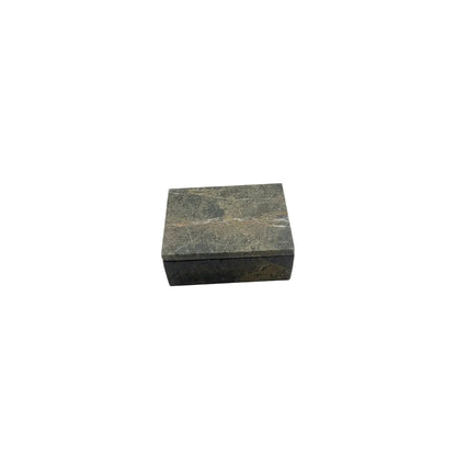 Mid-century gray stone lidded box, angled top view