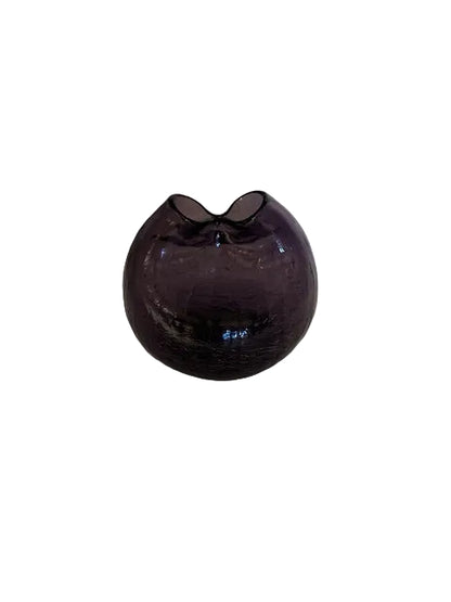 Amethyst Blenko pinched petite crackle vase, front view on white background