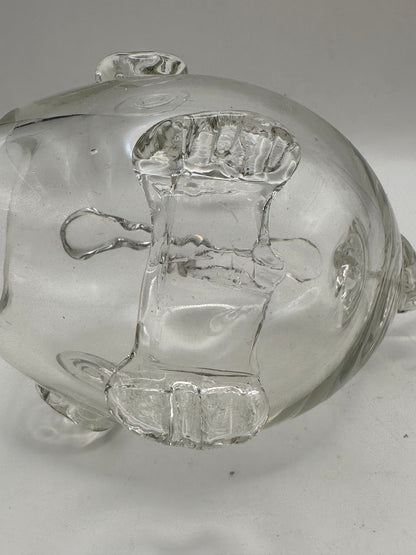 Close-up of the Blenko fish vase body showing raised eye, mouth and applied fins