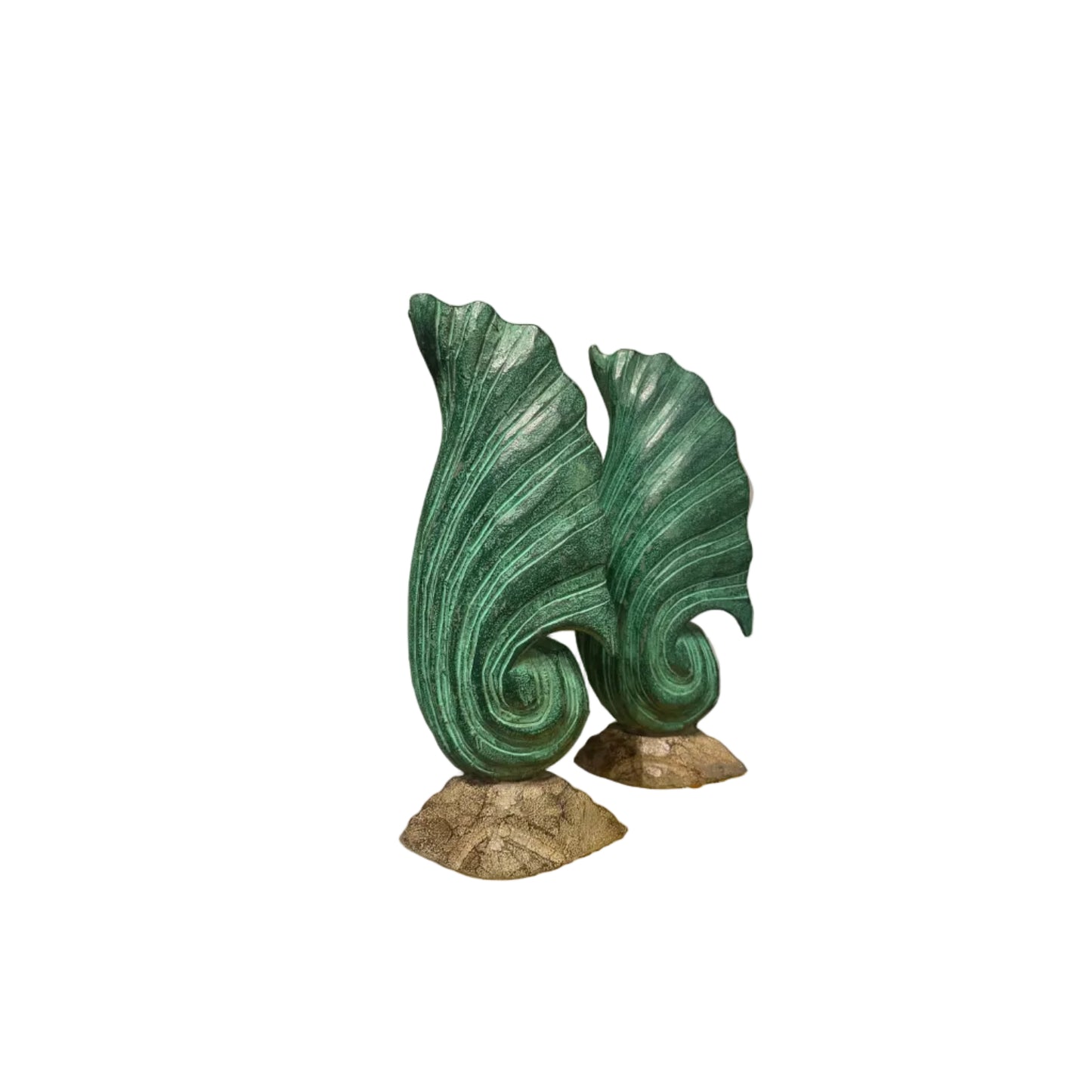 MCM Decorative Tall Carved Leaves, Pair