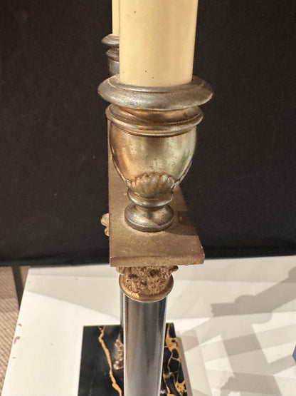 Vintage French Bouillotte Style Candlestick Table Lamp, Single