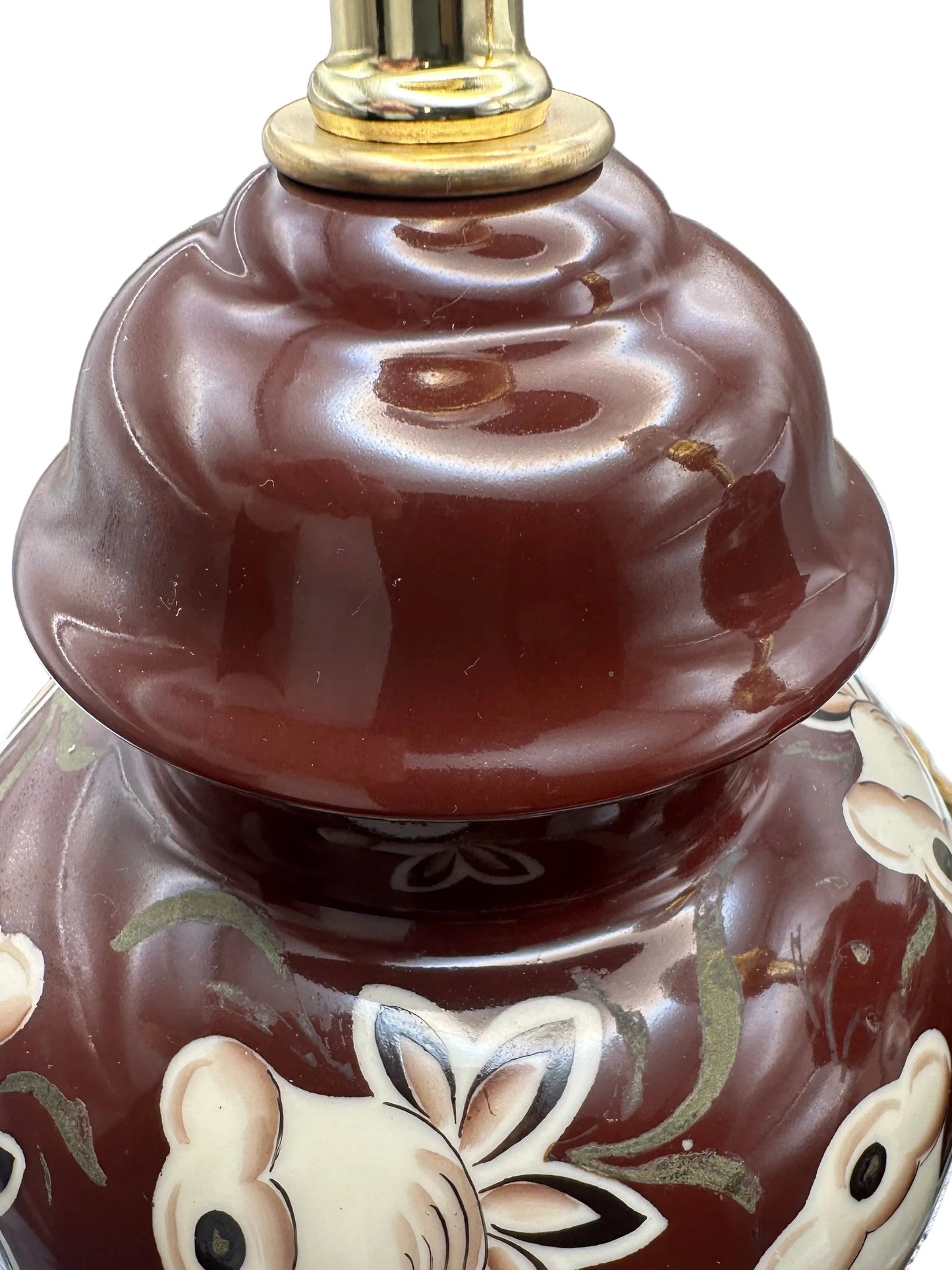 Vintage Brown Ceramic Ginger Jar Table Lamps, Pair, Rewired