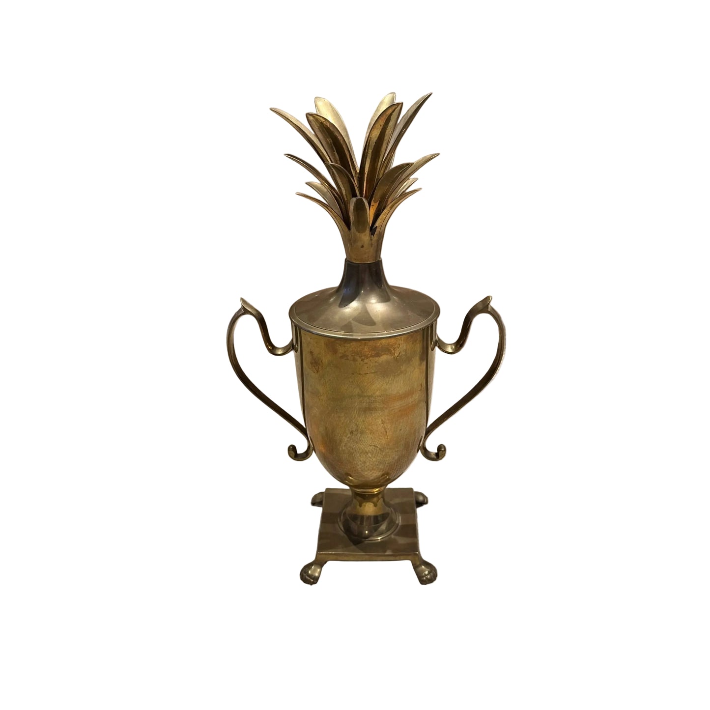Vintage Brass Pineapple Lidded Urn/Ice Bucket, pair