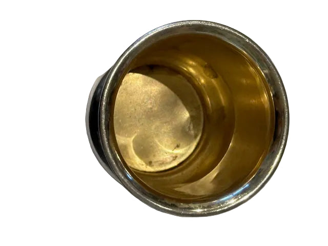 Top-down view into the gilt gold-washed interior of the silver plate toothpick holder