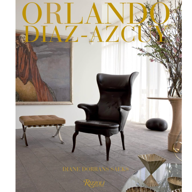 Orlando Diaz-Azcuy book cover featuring a dark leather wingback chair in a sunlit interior