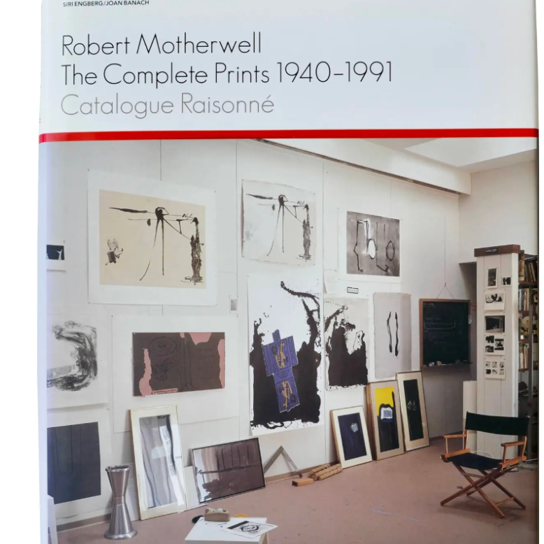 Robert Motherwell: The Complete Prints 19401991 book, front cover showing a studio wall hung with prints