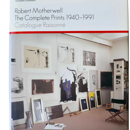 Robert Motherwell: The Complete Prints 19401991 book, front cover showing a studio wall hung with prints