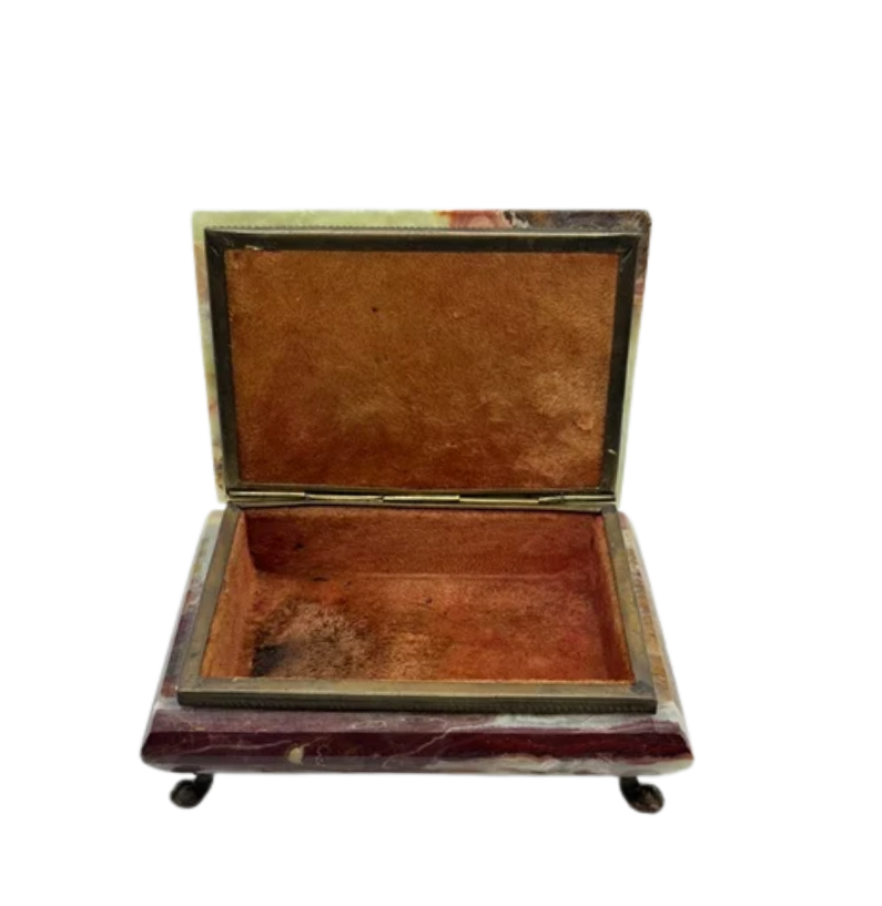 Vintage Onyx Hinged Jewelry Box