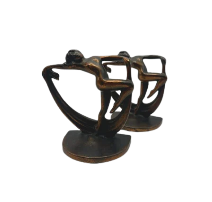 Vintage Art Deco Dancing Women Bronze Bookends