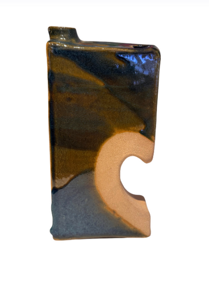 Vintage Studio Pottery Rectangular Vase, 1973