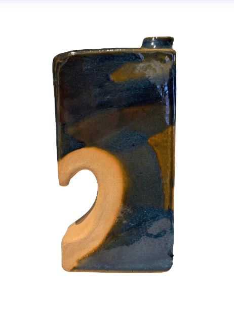 Vintage Studio Pottery Rectangular Vase, 1973