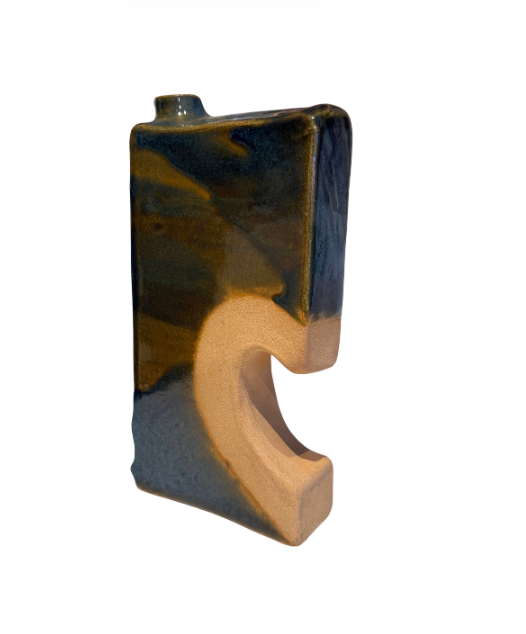 Vintage Studio Pottery Rectangular Vase, 1973