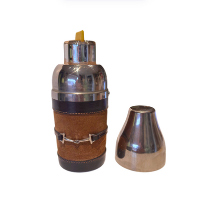 Vintage Gucci Italian Leather & Suede Travel Cocktail Flask