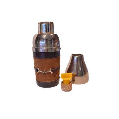 Vintage Gucci Italian Leather & Suede Travel Cocktail Flask