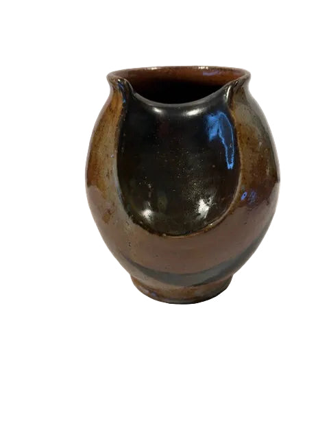Studio-Made Soda-Fired Ceramic Round Medium Vase, Rust