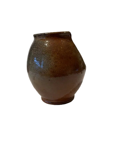 Studio-Made Soda-Fired Ceramic Round Medium Vase, Rust