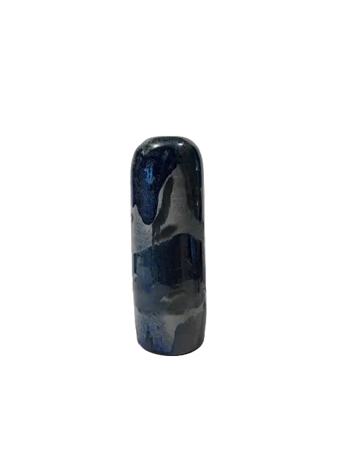 Studio-Made Soda-Fired Ceramic Tall Vase, Blue