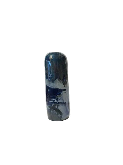Studio-Made Soda-Fired Ceramic Tall Vase, Blue