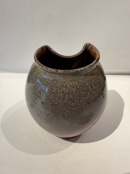 Studio-Made Soda-Fired Ceramic Round Medium Vase, Rust