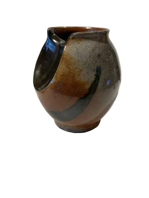 Studio-Made Soda-Fired Ceramic Round Medium Vase, Rust